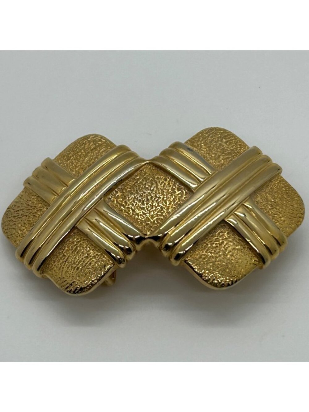 Vintage Accessocraft NYC Gold-Tone Textured Belt Buckle With Interwoven Design